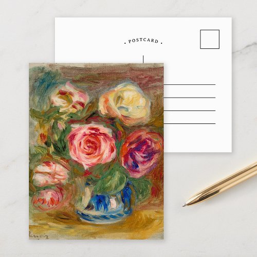 Vase of Roses  Renoir Postcard