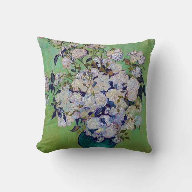Vase of Roses, Vincent van Gogh Throw Pillow (Front)