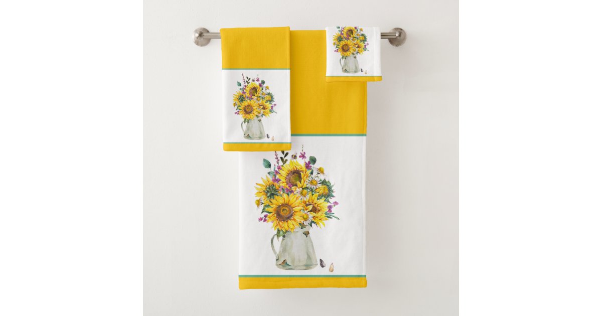 Vase of sunflowers bath towel set Zazzle