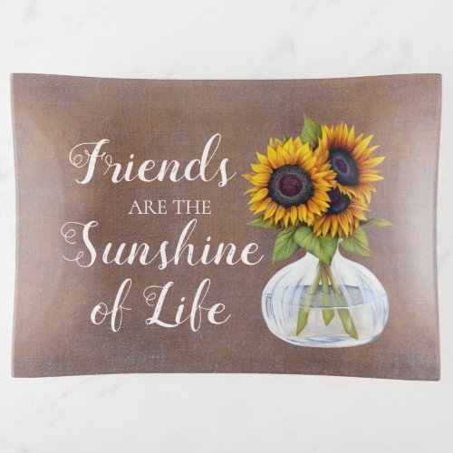 Vase of Sunflowers Friends Sunshine Life Trinket Tray