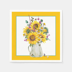 Vase of sunflowers napkins