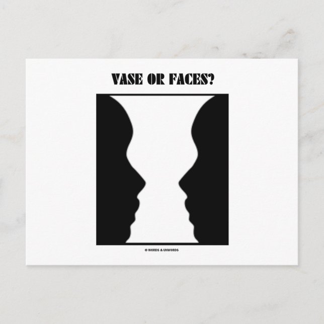 Vase Or Faces? (Optical Illusion) Postcard (Front)