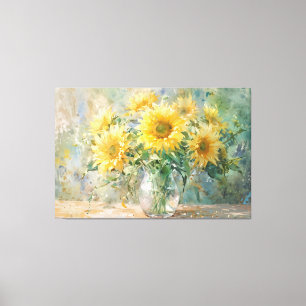 *~* Vase Sun Flowers TV2 Stretched Canvas Print