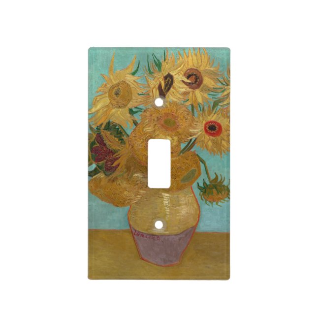 Vase with 12 Sunflowers by Vincent Van Gogh Light Switch Cover (Front)
