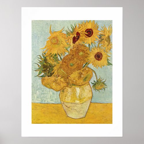 Vase With 12 Sunflowers Van Gogh Original Aspect  Poster