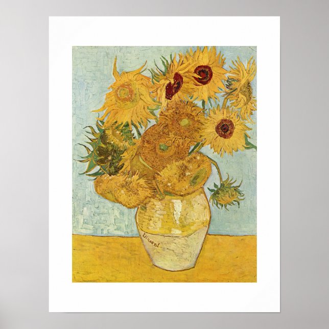 Vase With 12 Sunflowers Van Gogh Original Aspect  Poster (Front)