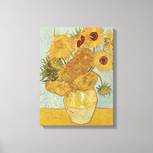 Vase with 12 Sunflowers _ Vincent Van Gogh 1888 Canvas Print
