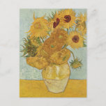 Vase with 12 Sunflowers - Vincent Van Gogh (1888) Postcard<br><div class="desc">This design uses Vincent Van Gogh's 1888 painting "Vase with 12 Sunflowers".  The painting shows twelve sunflowers in a yellow vase on a blue and yellow background.</div>