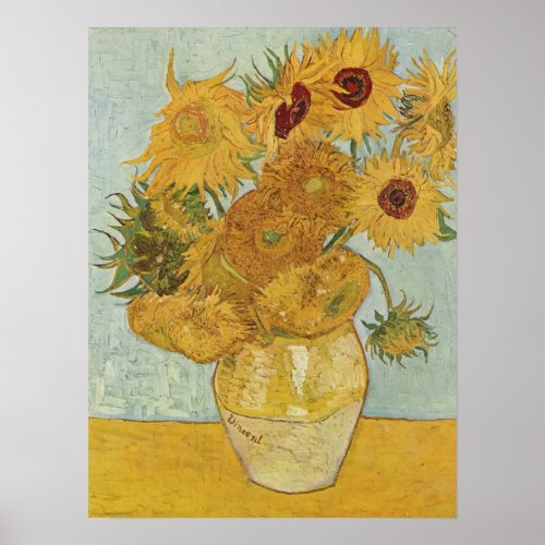 Vase with 12 Sunflowers _ Vincent Van Gogh 1888 Poster