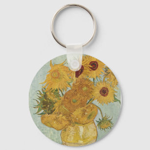 Vase with 12 sunflowers Vincent Van Gogh Keychain