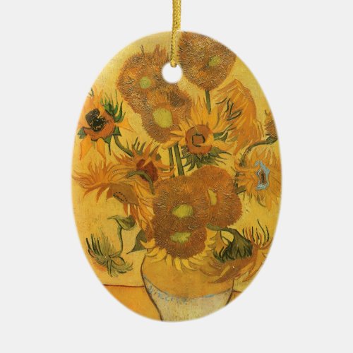 Vase with 15 Sunflowers by Vincent van Gogh Ceramic Ornament