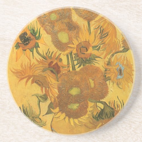 Vase with 15 Sunflowers by Vincent van Gogh Drink Coaster