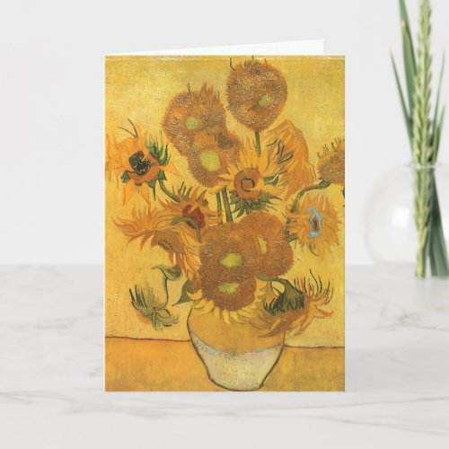 Vase with 15 Sunflowers by Vincent van Gogh Holiday Card