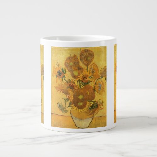 Vase with 15 Sunflowers by Vincent van Gogh Large Coffee Mug