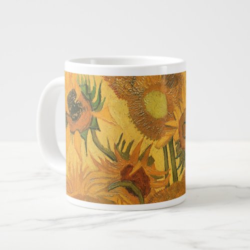 Vase with 15 Sunflowers by Vincent van Gogh Large Coffee Mug