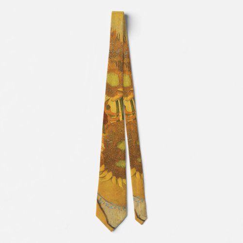 Vase with 15 Sunflowers by Vincent van Gogh Neck Tie