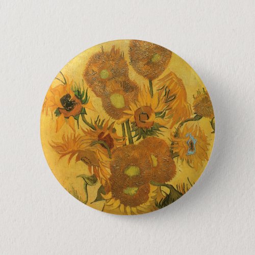 Vase with 15 Sunflowers by Vincent van Gogh Pinback Button