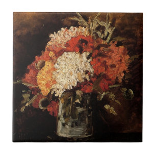 Vase with Carnations by Vincent van Gogh Ceramic Tile
