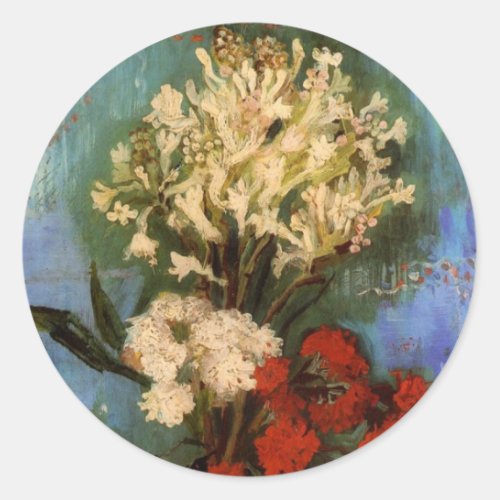 Vase with Carnations by Vincent van Gogh Classic Round Sticker