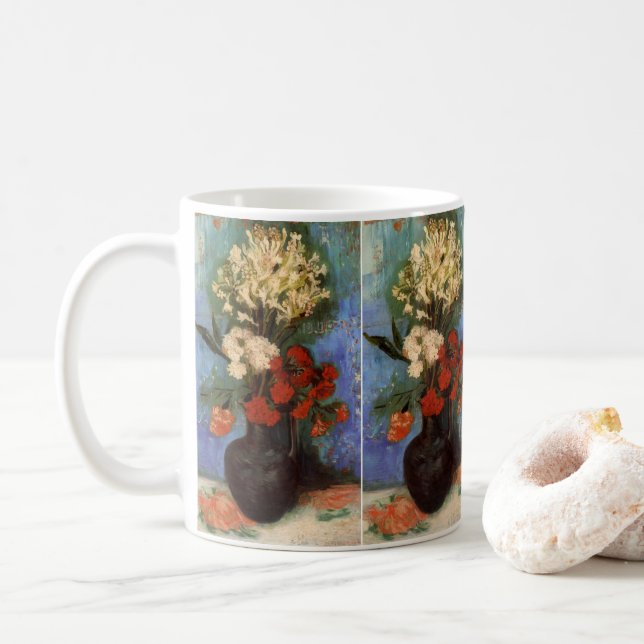 Vase with Carnations by Vincent van Gogh Coffee Mug (With Donut)