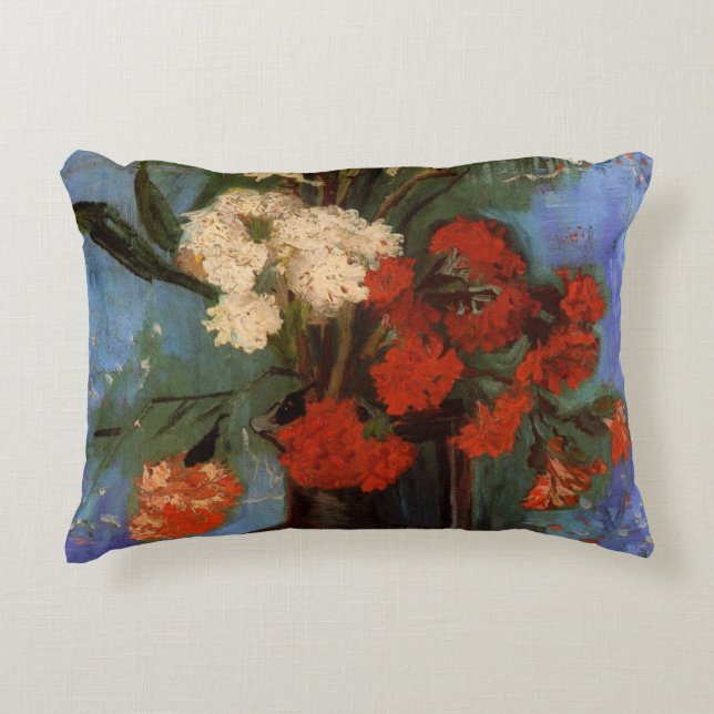 Vase with Carnations by Vincent van Gogh Decorative Pillow (Front)