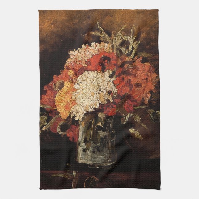 Vase with Carnations by Vincent van Gogh Kitchen Towel (Vertical)