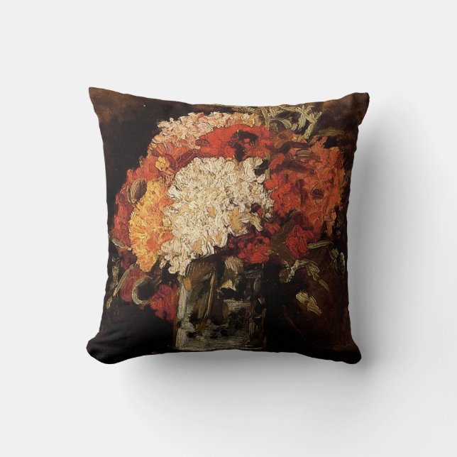 Vase with Carnations by Vincent van Gogh Throw Pillow (Front)
