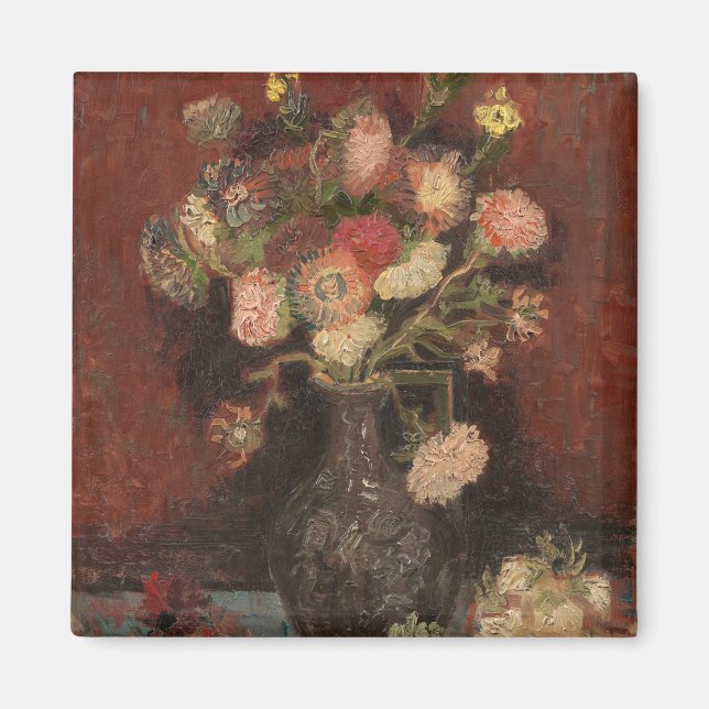 Vase with Chinese asters and gladioli van Gogh Magnet (Front)