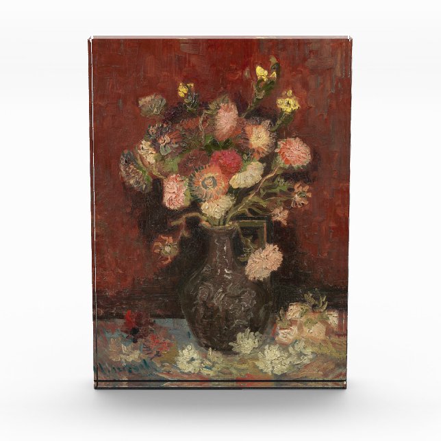 Vase with Chinese asters and gladioli van Gogh Photo Block (Front)