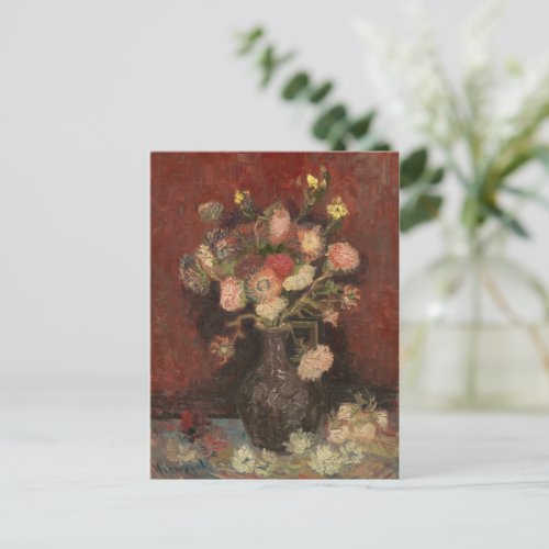 Vase with Chinese asters and gladioli van Gogh Postcard