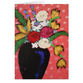 Vase With Colorful Flowers Card by ronaldyork at Zazzle