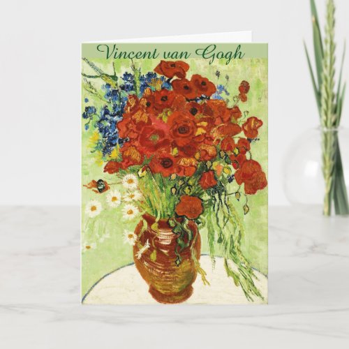 Vase with Cornflowers and Poppies Greeting Card