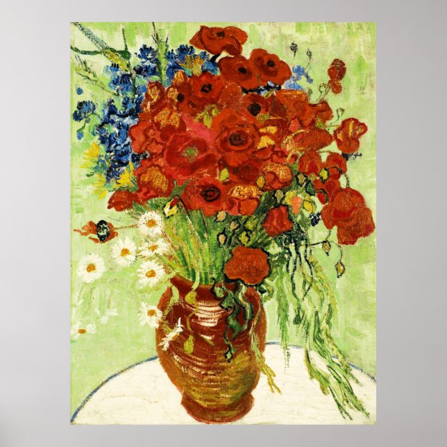 Vase with Cornflowers and Poppies Poster (Front)