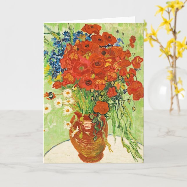 Vase with Cornflowers and Poppies, Van Gogh  Card (Yellow Flower)