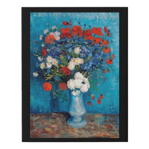 Vase with Cornflowers and Poppies Van Gogh Faux Canvas Print