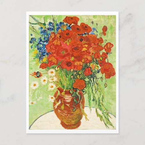 Vase with Cornflowers and Poppies Van Gogh  Postcard