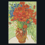Vase with Cornflowers and Poppies, Van Gogh  Tissue Paper<br><div class="desc">Painted in 1886, this oil on canvas painting is characterized by a perfect blend of color and brushwork. Against a faintly painted blue background, Van Gogh painted a vase with a bouquet of intensely colored blue cornflowers, bright red poppies and creamy white marguerites. The vibrant colors of the cornflowers, poppies...</div>
