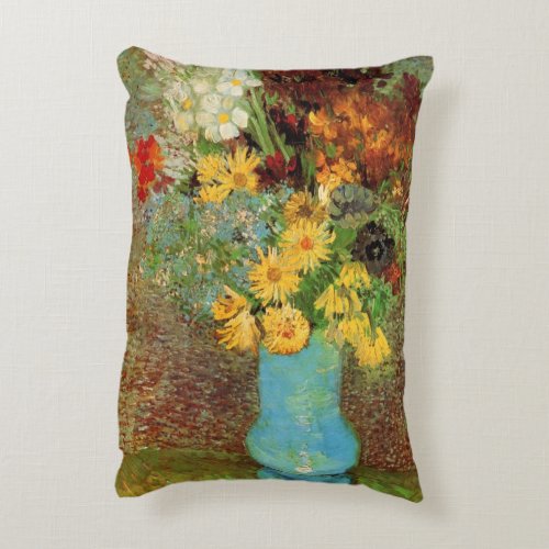 Vase with Daisies and Anemones by Vincent van Gogh Accent Pillow