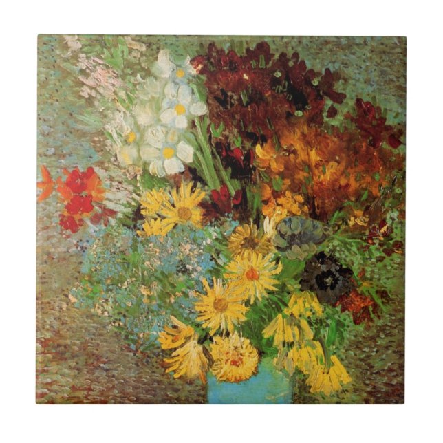 Vase with Daisies and Anemones by Vincent van Gogh Ceramic Tile (Front)