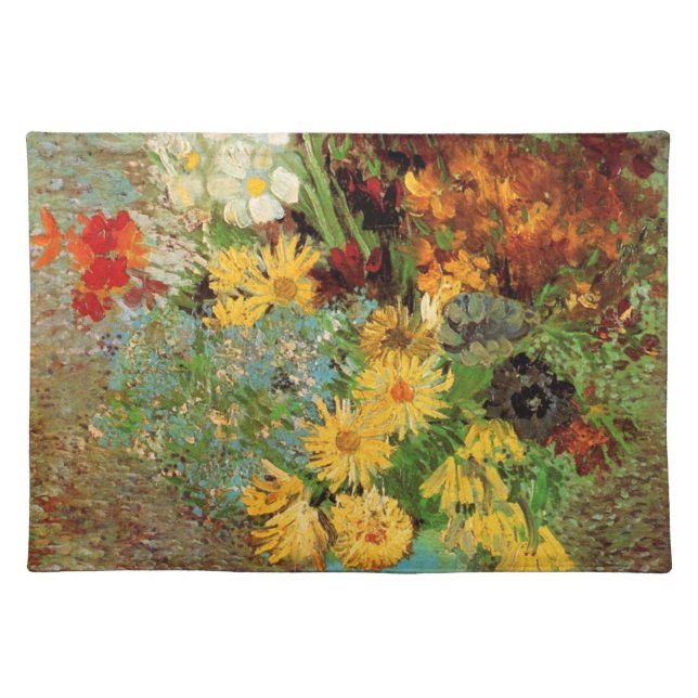 Vase with Daisies and Anemones by Vincent van Gogh Cloth Placemat (Front)