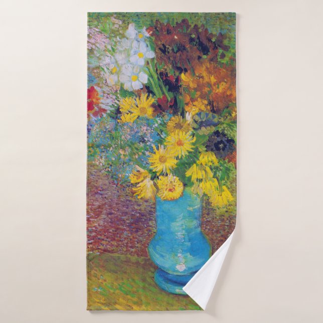 Vase with Daisies and Anemones, Van Gogh Bath Towel (Bath Towel)