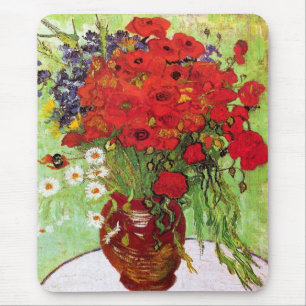 Vase with Daisies and Poppies, Van Gogh Mouse Pad