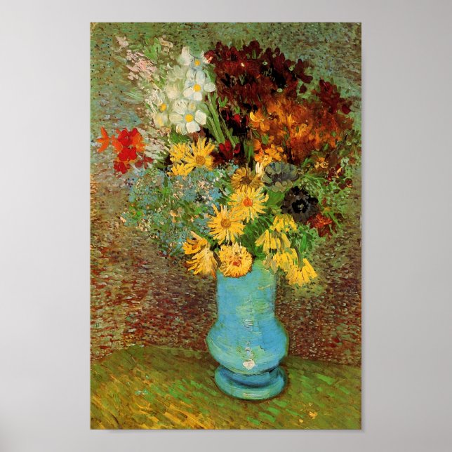 Vase with Daisies & Anemones Van Gogh Fine Art Poster (Front)