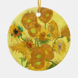 Vase with fifteen sunflowers by Vincent Van Gogh Ceramic Ornament