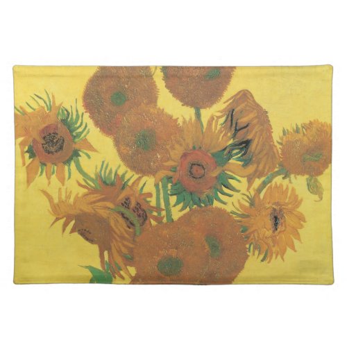 Vase with Fifteen Sunflowers by Vincent van Gogh Cloth Placemat