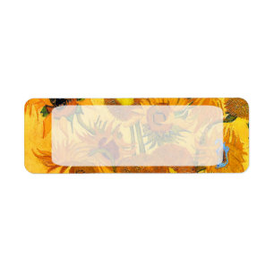Vase with Fifteen Sunflowers by Vincent van Gogh Label