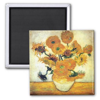 Vase With Fifteen Sunflowers By Vincent Van Gogh Magnet by EndlessVintage at Zazzle