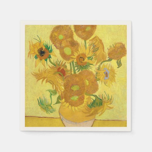 Vase with fifteen sunflowers by Vincent Van Gogh Napkins
