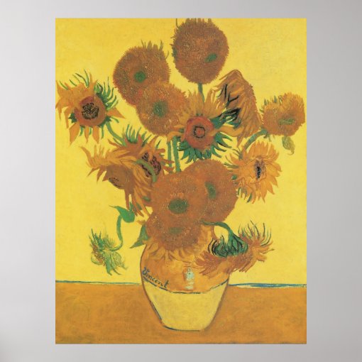 Vase with Fifteen Sunflowers by Vincent van Gogh Poster Zazzle