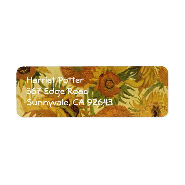 Vase with Fifteen Sunflowers, Van Gogh Fine Art Label (Front)